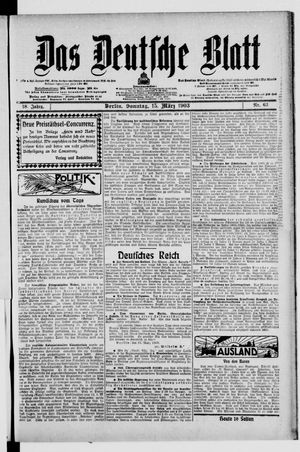 Das deutsche Blatt vom 15.03.1903