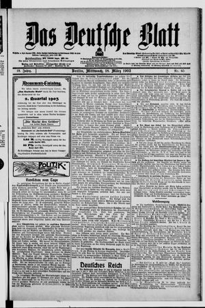 Das deutsche Blatt vom 18.03.1903