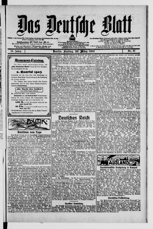 Das deutsche Blatt vom 20.03.1903