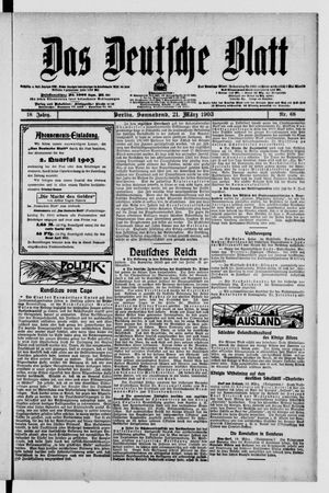 Das deutsche Blatt vom 21.03.1903