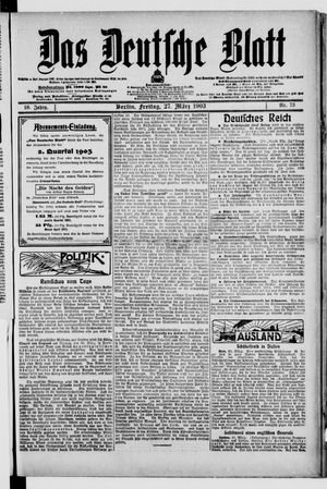 Das deutsche Blatt on Mar 27, 1903