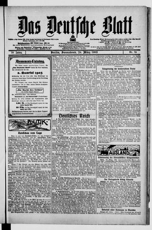 Das deutsche Blatt vom 28.03.1903