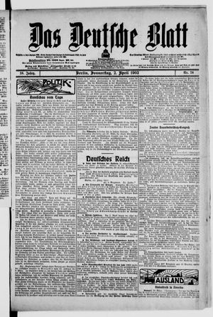 Das deutsche Blatt vom 02.04.1903
