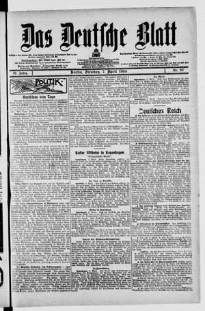 Das deutsche Blatt on Apr 7, 1903