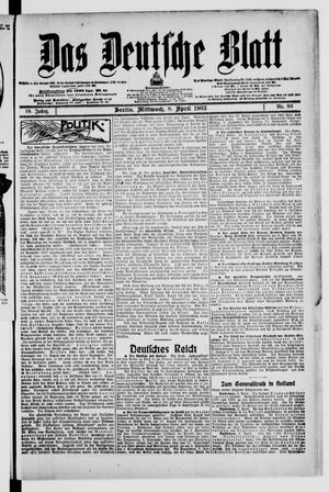 Das deutsche Blatt vom 08.04.1903