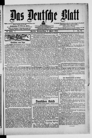 Das deutsche Blatt vom 09.04.1903
