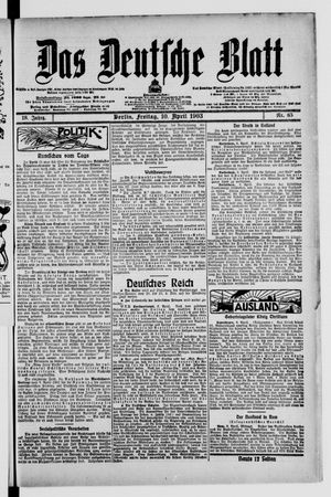 Das deutsche Blatt vom 10.04.1903
