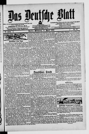 Das deutsche Blatt vom 15.04.1903