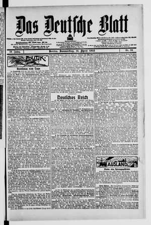 Das deutsche Blatt vom 16.04.1903