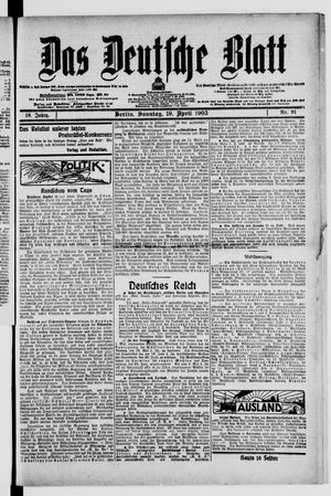 Das deutsche Blatt vom 19.04.1903