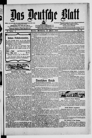 Das deutsche Blatt vom 22.04.1903