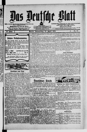 Das deutsche Blatt vom 23.04.1903