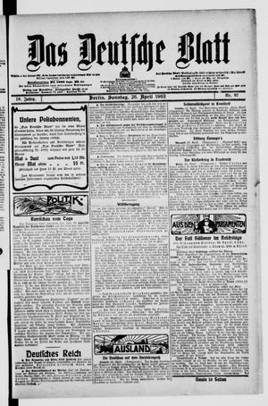 Das deutsche Blatt vom 26.04.1903