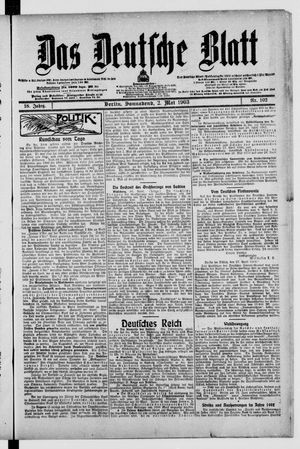 Das deutsche Blatt vom 02.05.1903