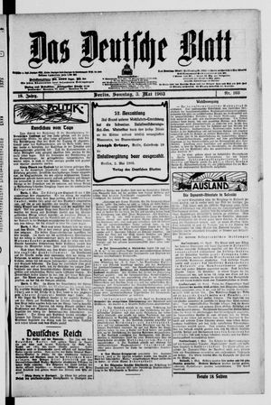 Das deutsche Blatt vom 03.05.1903
