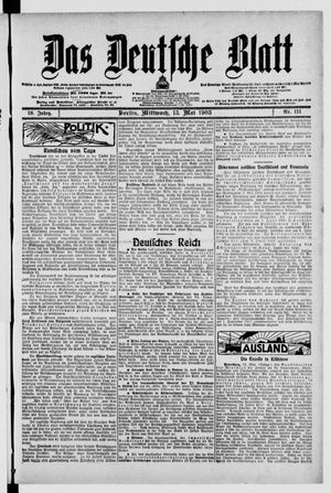 Das deutsche Blatt on May 13, 1903