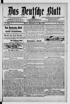 Das deutsche Blatt on May 16, 1903