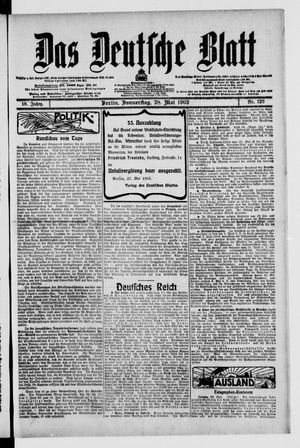 Das deutsche Blatt vom 28.05.1903