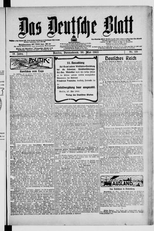 Das deutsche Blatt on May 30, 1903