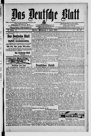 Das deutsche Blatt on Jun 3, 1903