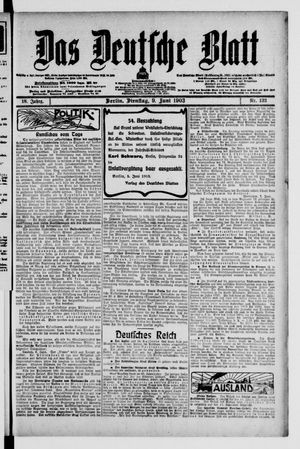 Das deutsche Blatt vom 09.06.1903