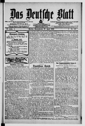 Das deutsche Blatt vom 27.06.1903