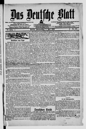 Das deutsche Blatt vom 02.07.1903
