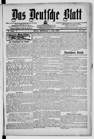 Das deutsche Blatt vom 08.07.1903