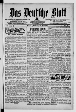 Das deutsche Blatt vom 15.07.1903
