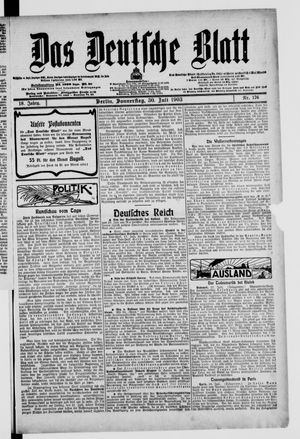 Das deutsche Blatt vom 30.07.1903