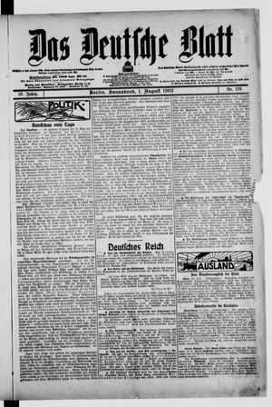 Das deutsche Blatt vom 01.08.1903