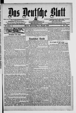 Das deutsche Blatt vom 13.08.1903