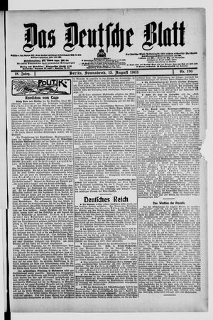 Das deutsche Blatt vom 15.08.1903