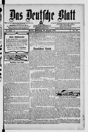 Das deutsche Blatt vom 26.08.1903