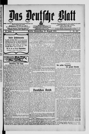 Das deutsche Blatt vom 27.08.1903