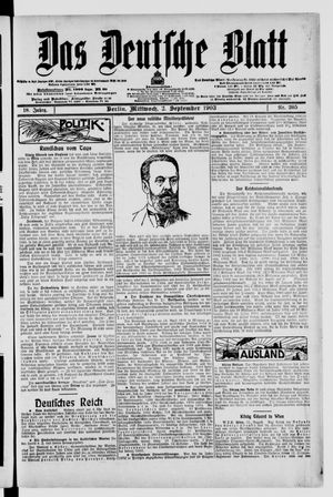 Das deutsche Blatt vom 02.09.1903