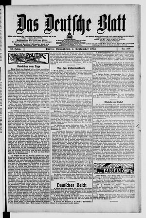 Das deutsche Blatt vom 05.09.1903