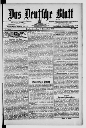 Das deutsche Blatt vom 06.09.1903