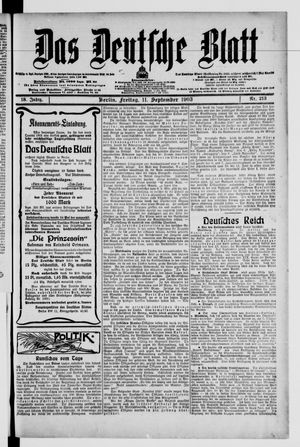 Das deutsche Blatt vom 11.09.1903