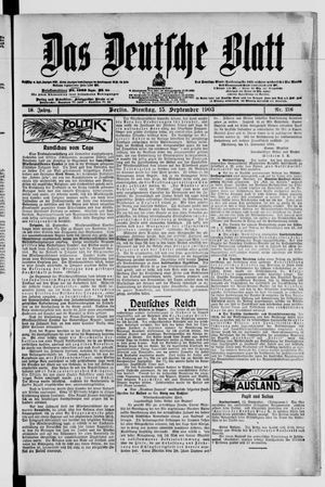 Das deutsche Blatt vom 15.09.1903