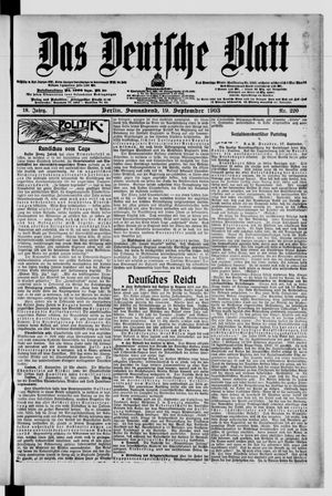 Das deutsche Blatt on Sep 19, 1903