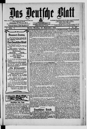 Das deutsche Blatt vom 29.09.1903
