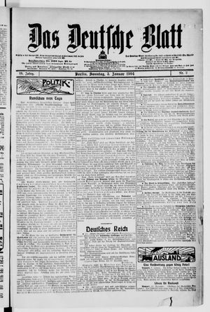 Das deutsche Blatt on Jan 3, 1904