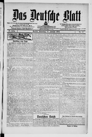 Das deutsche Blatt vom 17.01.1904