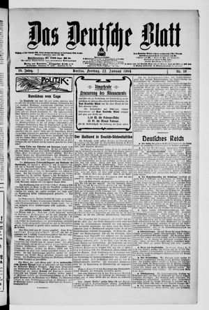 Das deutsche Blatt vom 22.01.1904