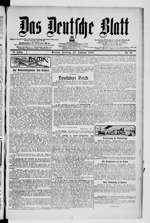 Das deutsche Blatt vom 29.01.1904