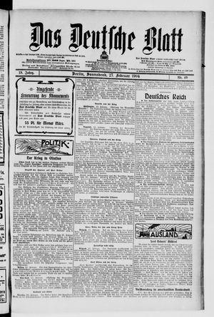 Das deutsche Blatt vom 27.02.1904