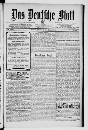 Das deutsche Blatt vom 16.03.1904