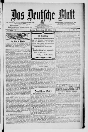 Das deutsche Blatt vom 24.03.1904