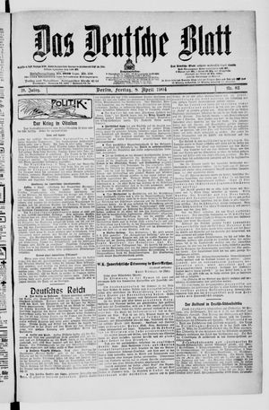 Das deutsche Blatt vom 08.04.1904